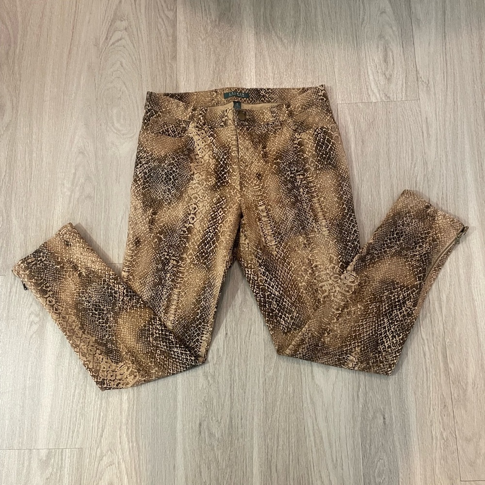 Lauren Ralph Lauren snake skin print w/ankle zip size 10